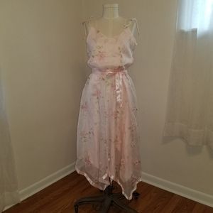 FINAL PRICE 70s-80s disco dress romance rose print